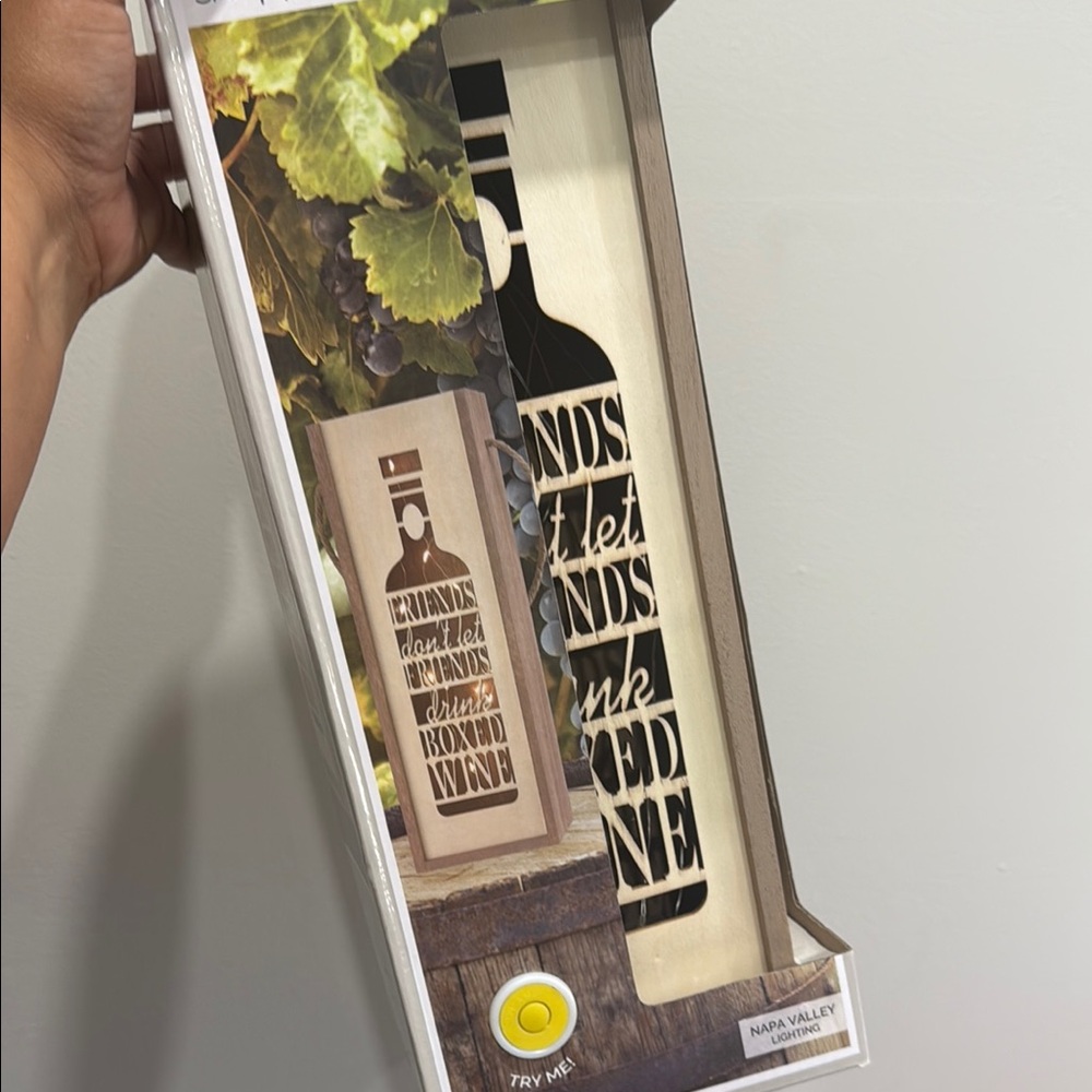 Wine Bottle wooden art with Inspirational Quote nwt lights - Picture 2 of 4